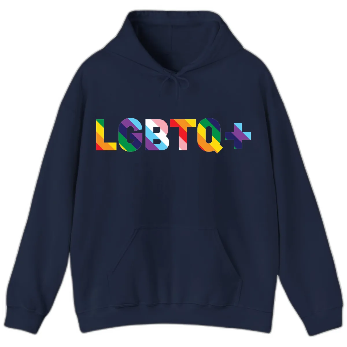 LGBTQ+ Pride Letters Colorful Design Hoodie in Navy