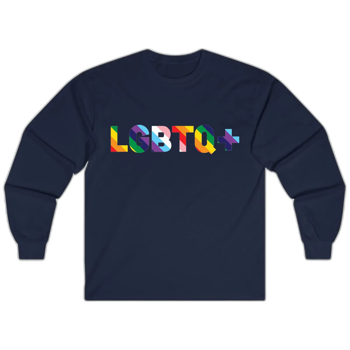 LGBTQ+ Pride Letters Colorful Design Long Sleeve in Navy