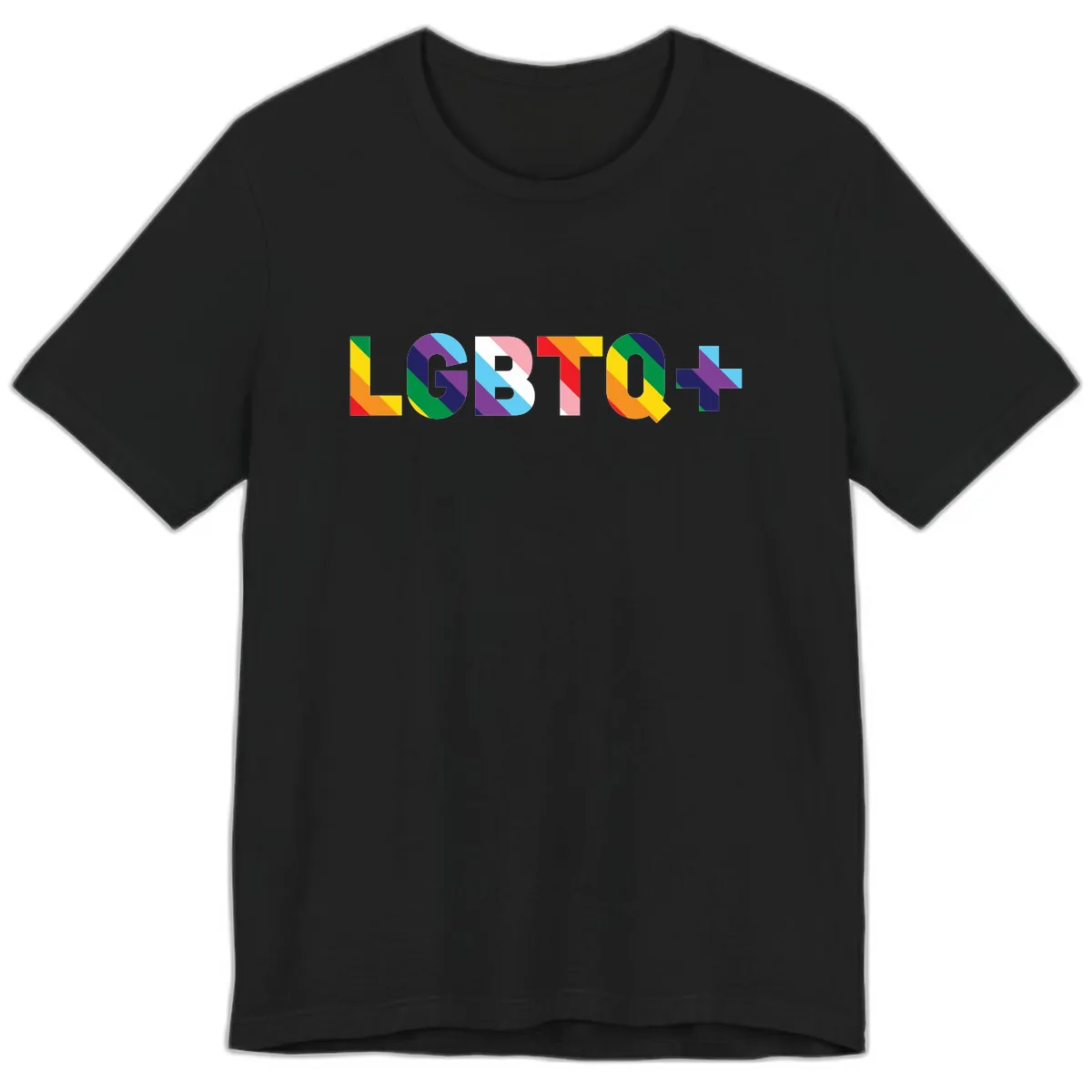 LGBTQ+ Pride Letters Colorful Design Premium T-Shirt in Black