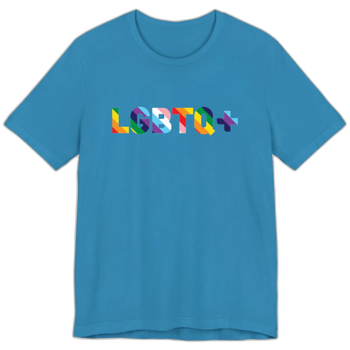 LGBTQ+ Pride Letters Colorful Design Premium T-Shirt in Aqua