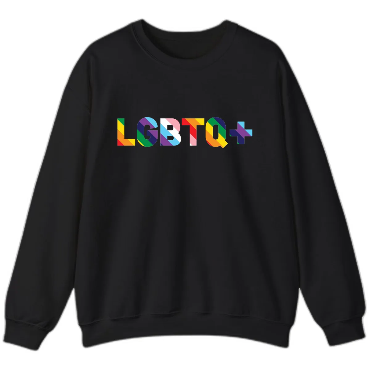 LGBTQ+ Pride Letters Colorful Design Sweatshirt in Black