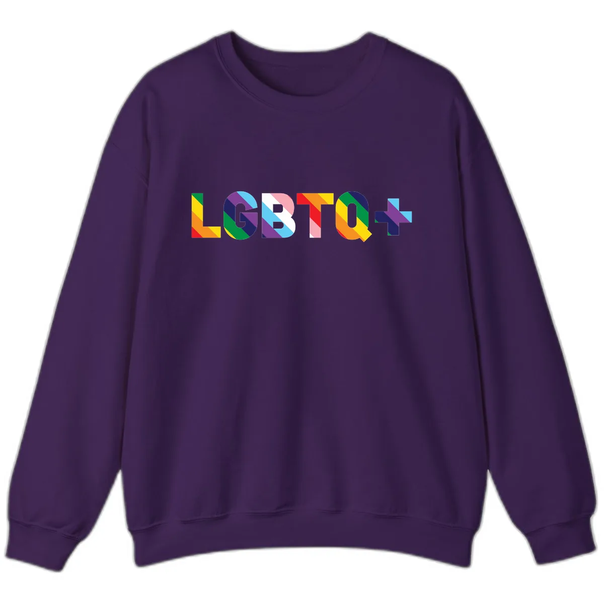 LGBTQ+ Pride Letters Colorful Design Sweatshirt in Purple