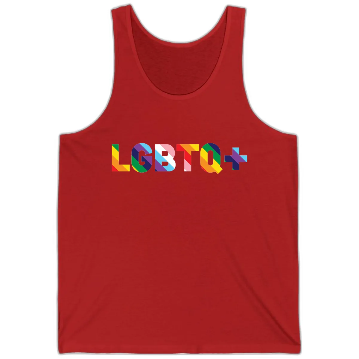 LGBTQ+ Pride Letters Colorful Design Tank in Red