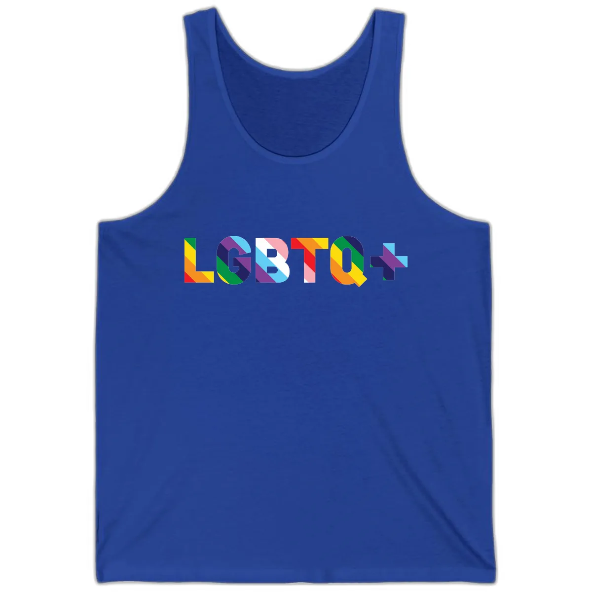 LGBTQ+ Pride Letters Colorful Design Tank in True Royal