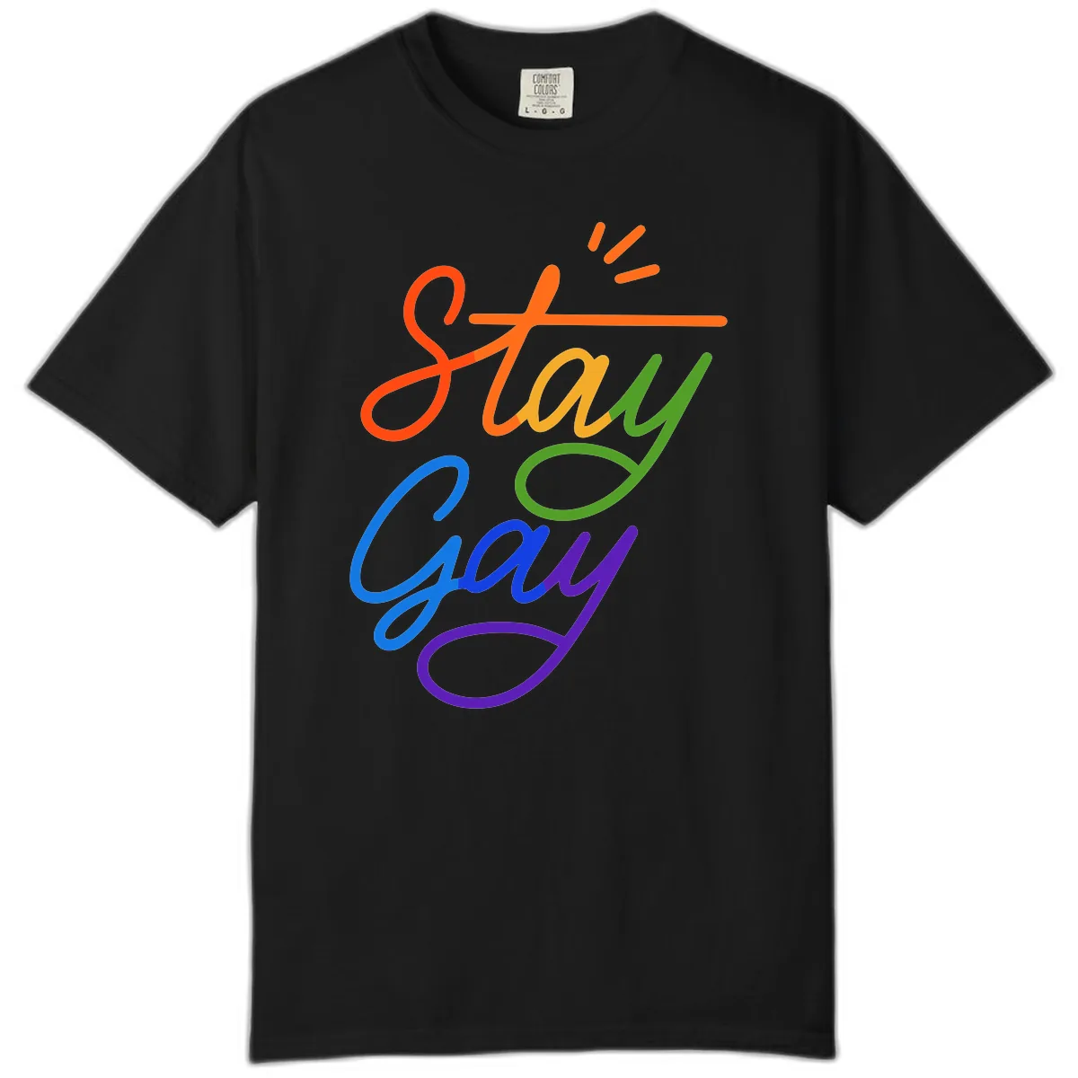 Stay Gay Checkmark Pride Comfort Color in Black
