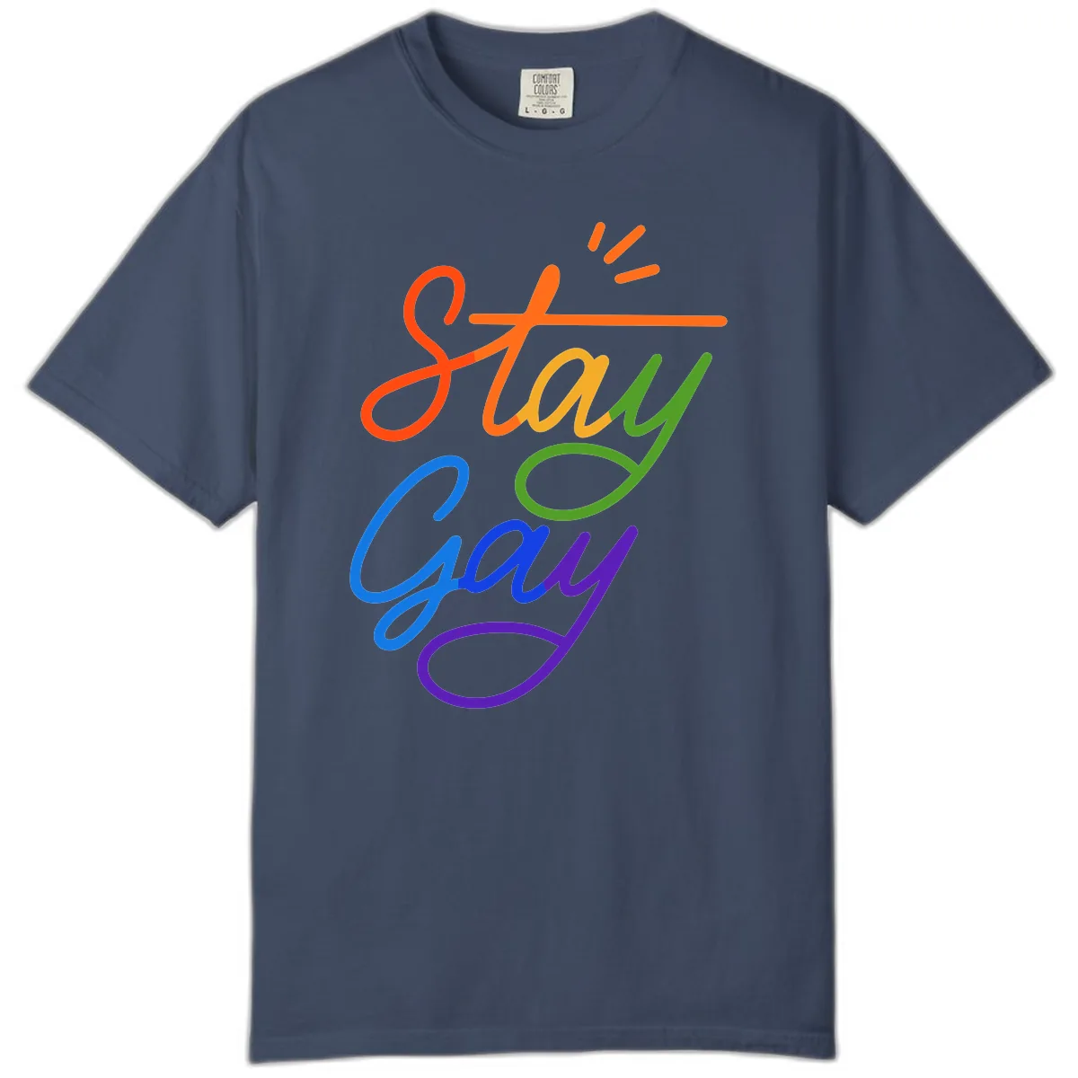 Stay Gay Checkmark Pride Comfort Color in Midnight