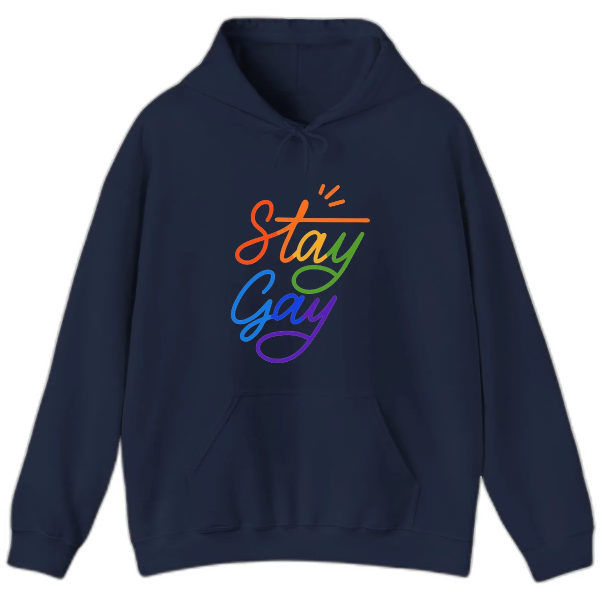 Stay Gay Checkmark Pride Hoodie in Navy