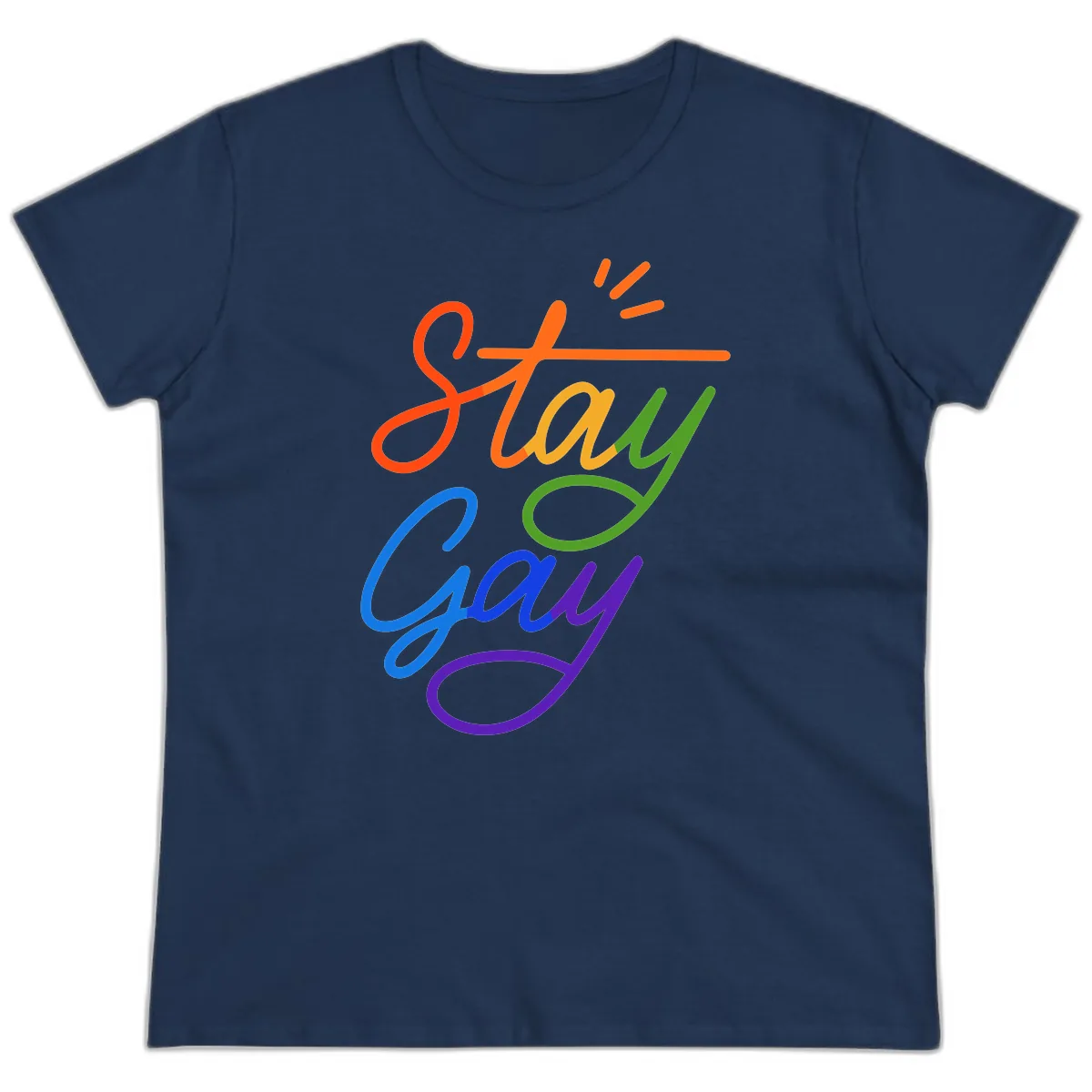 Stay Gay Checkmark Pride Ladies Tee in Navy