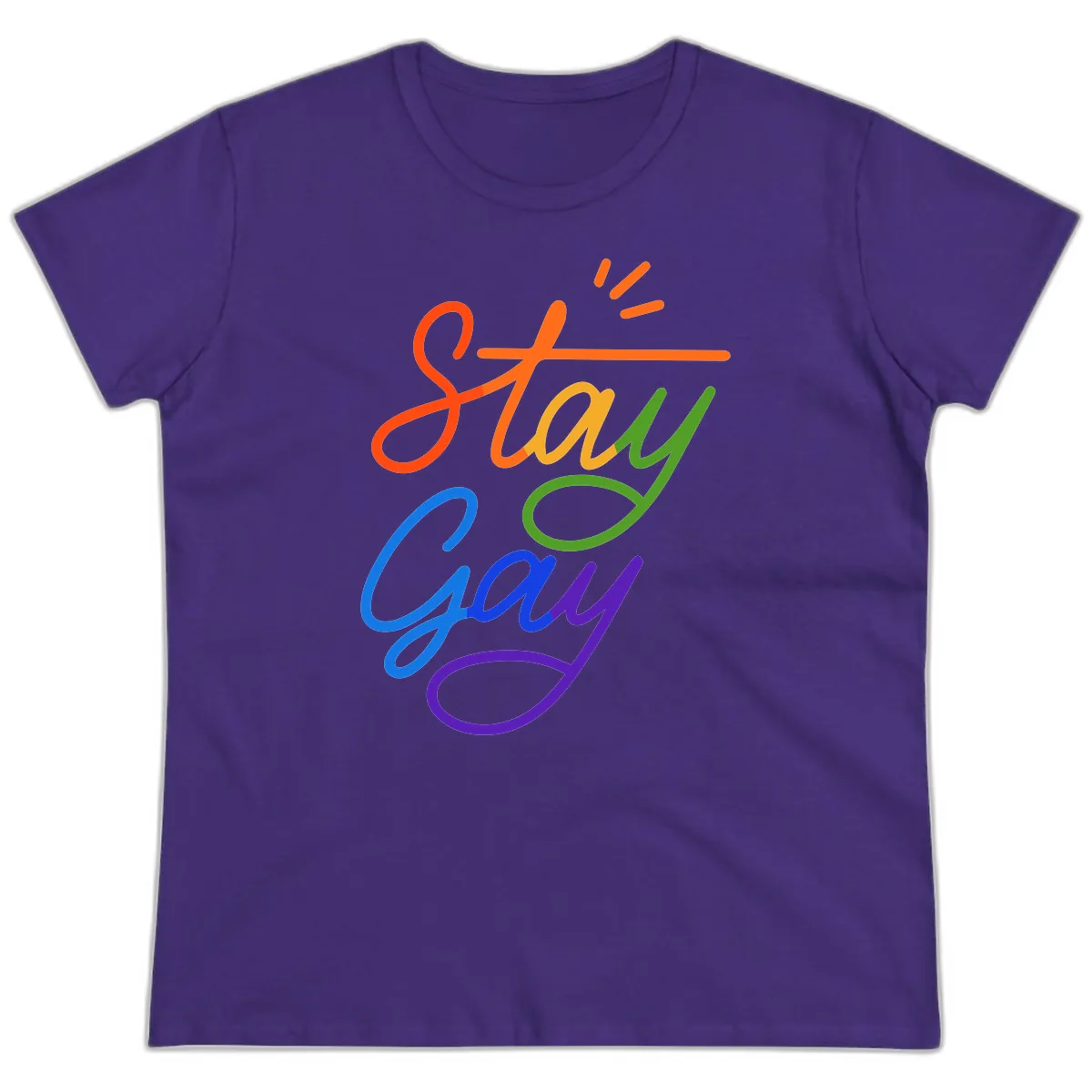 Stay Gay Checkmark Pride Ladies Tee in Purple