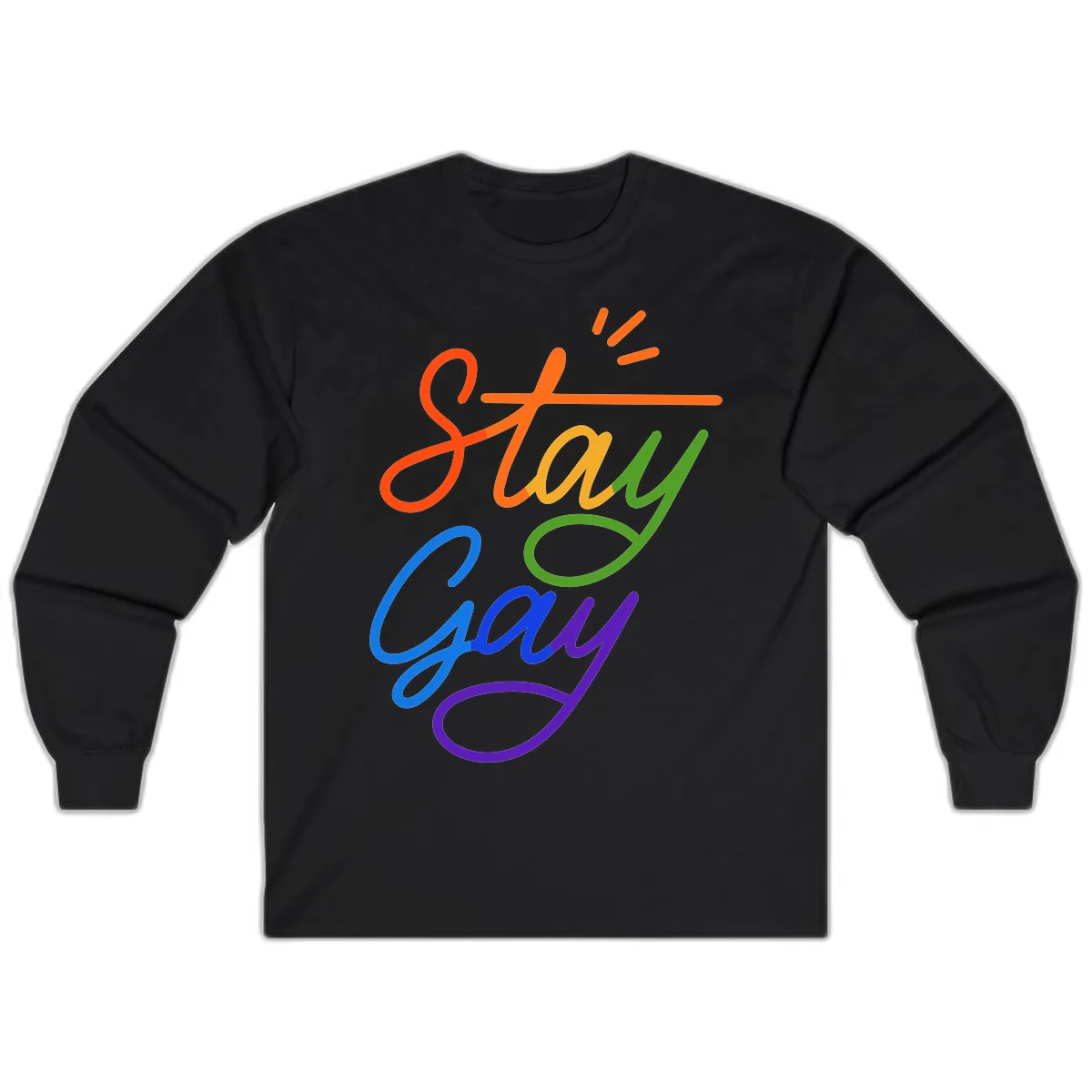 Stay Gay Checkmark Pride Long Sleeve in Black