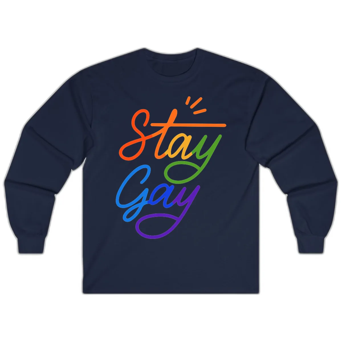 Stay Gay Checkmark Pride Long Sleeve in Navy