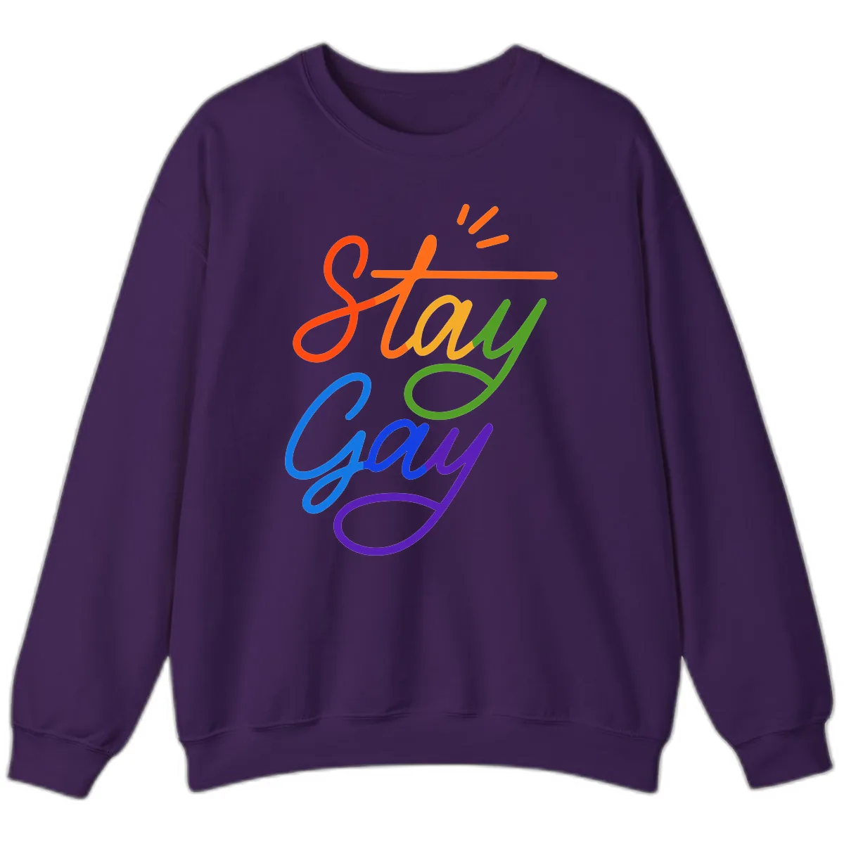 Stay Gay Checkmark Pride Sweatshirt in Purple
