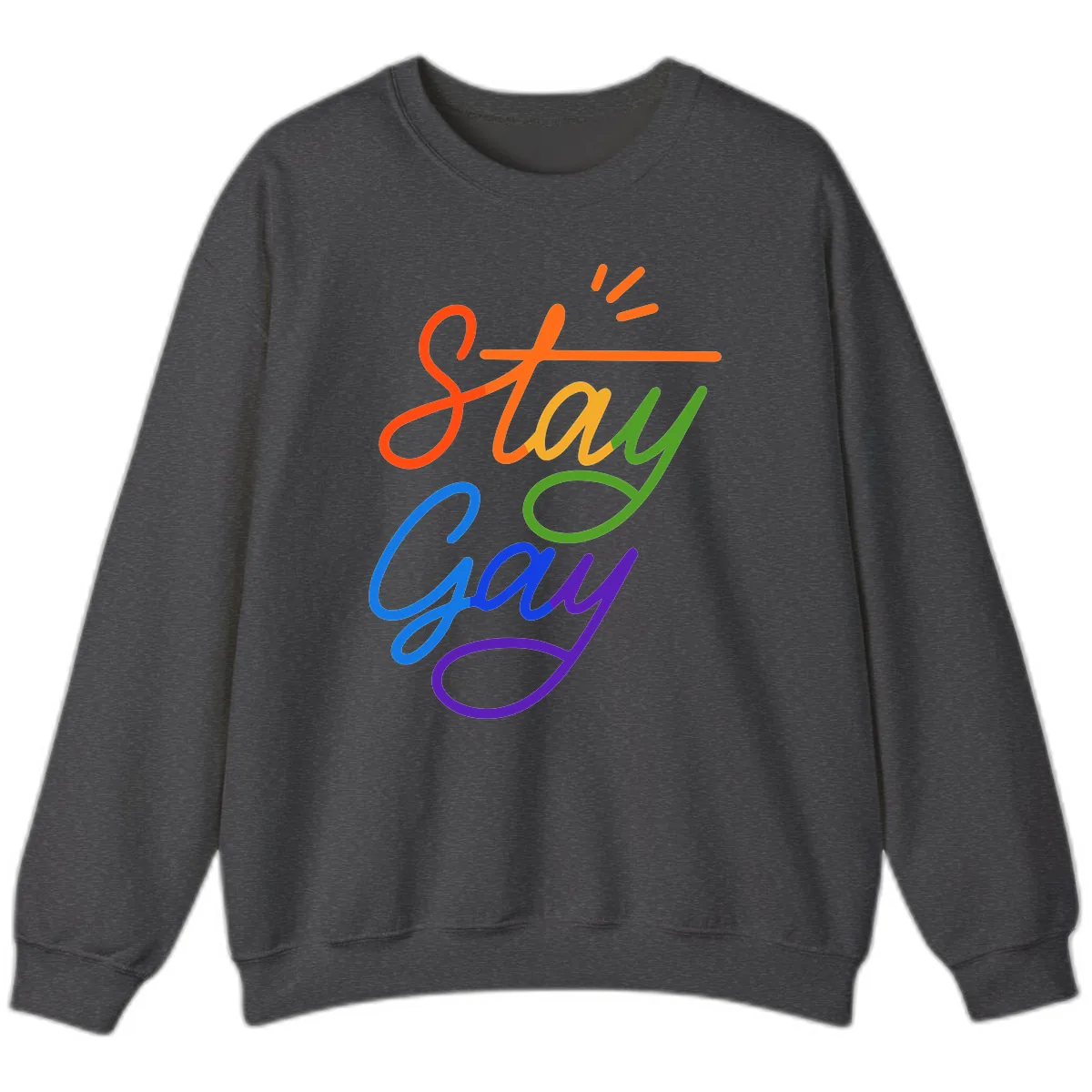 Stay Gay Checkmark Pride Sweatshirt in Dark Heather