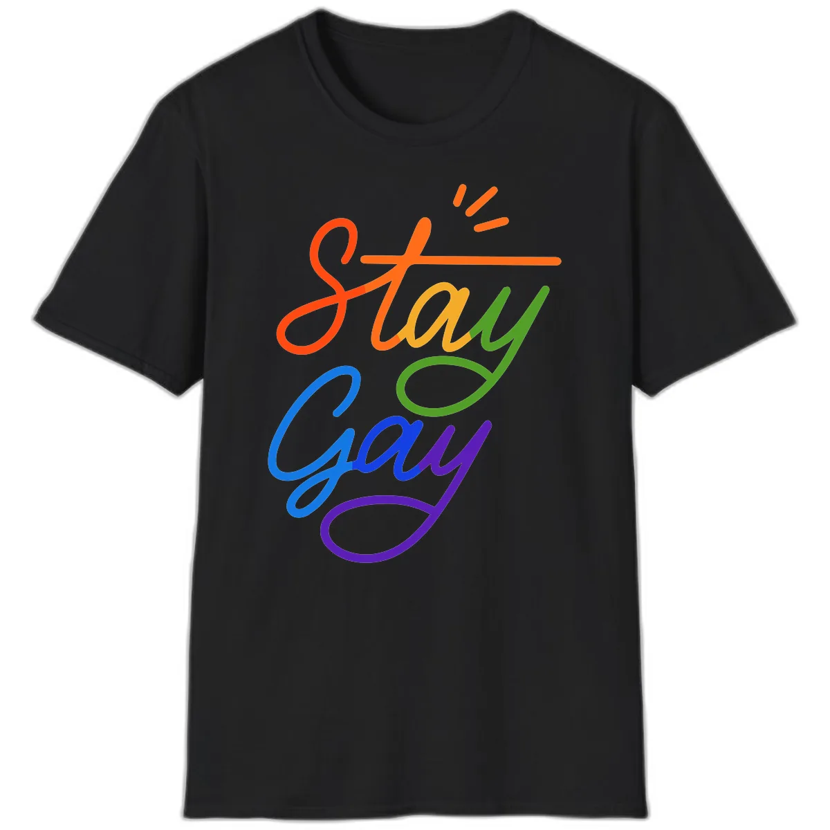Stay Gay Checkmark Pride T-Shirt in Black