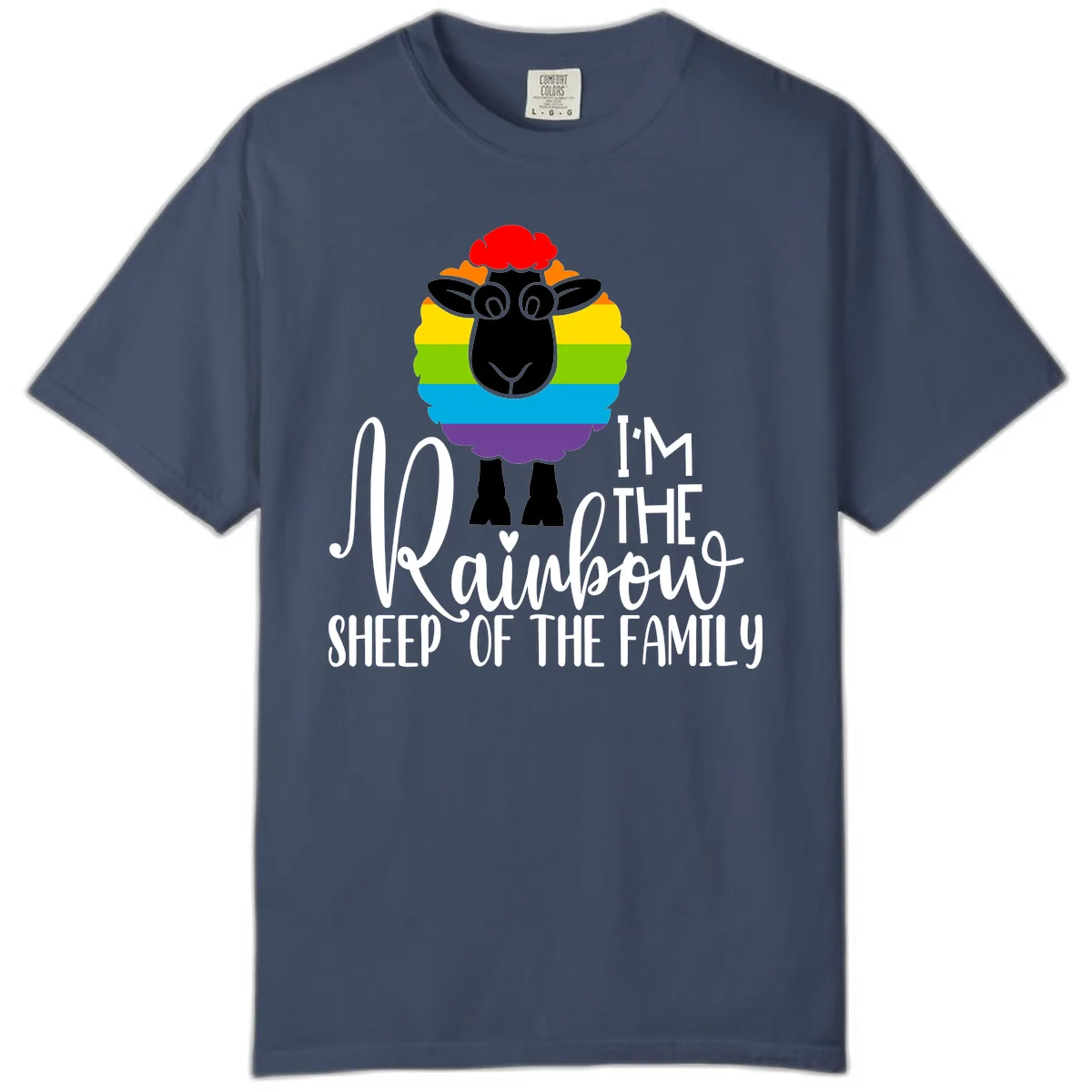 Rainbow Sheep Of The Family Comfort Color in Midnight