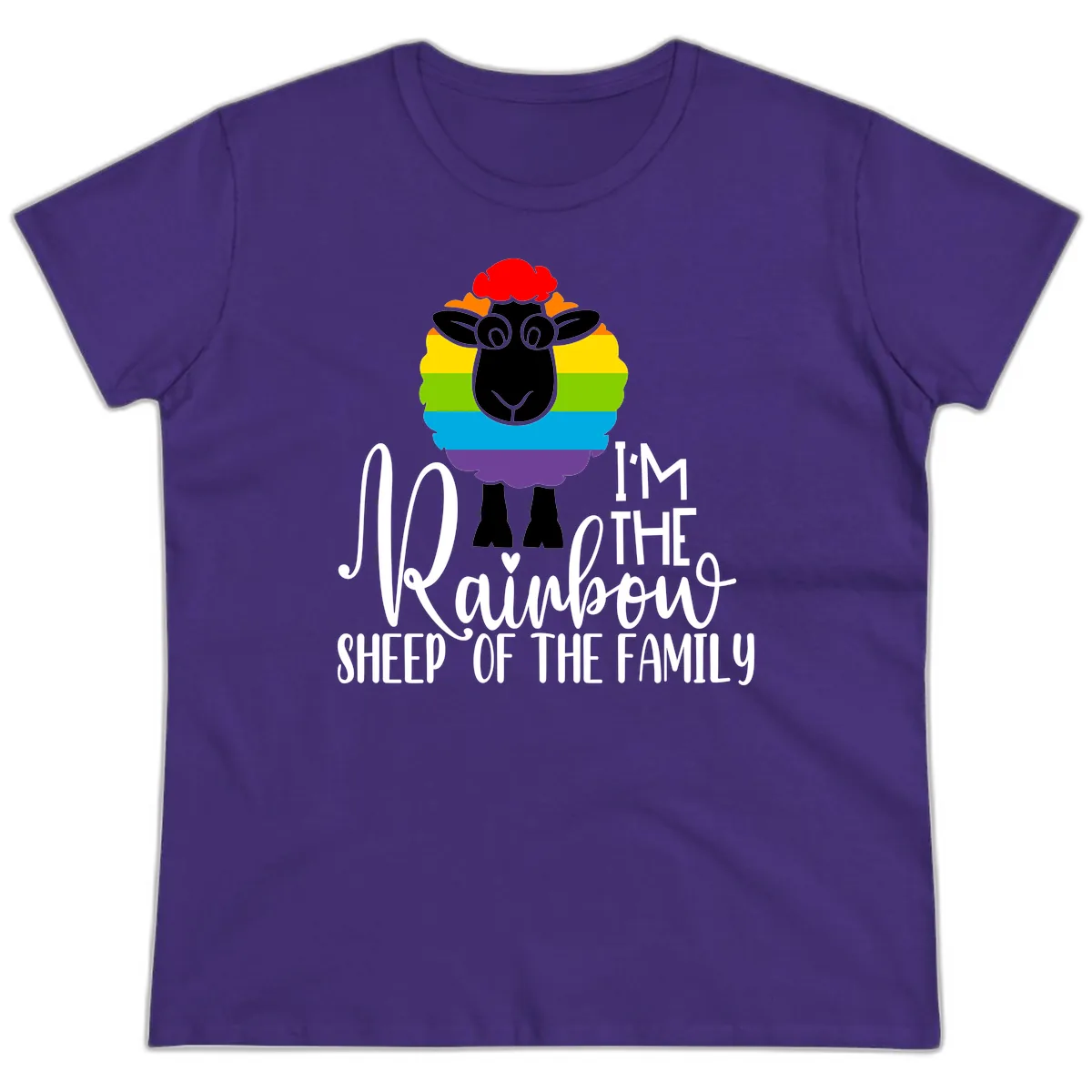 Rainbow Sheep Of The Family Ladies Tee in Purple