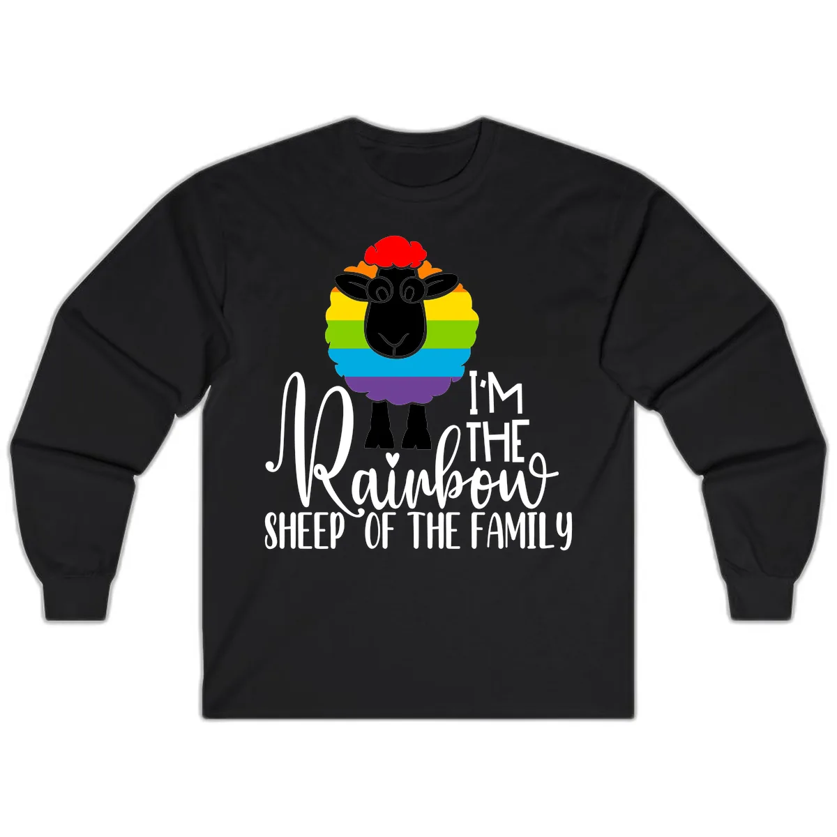 Rainbow Sheep Of The Family Long Sleeve in Black