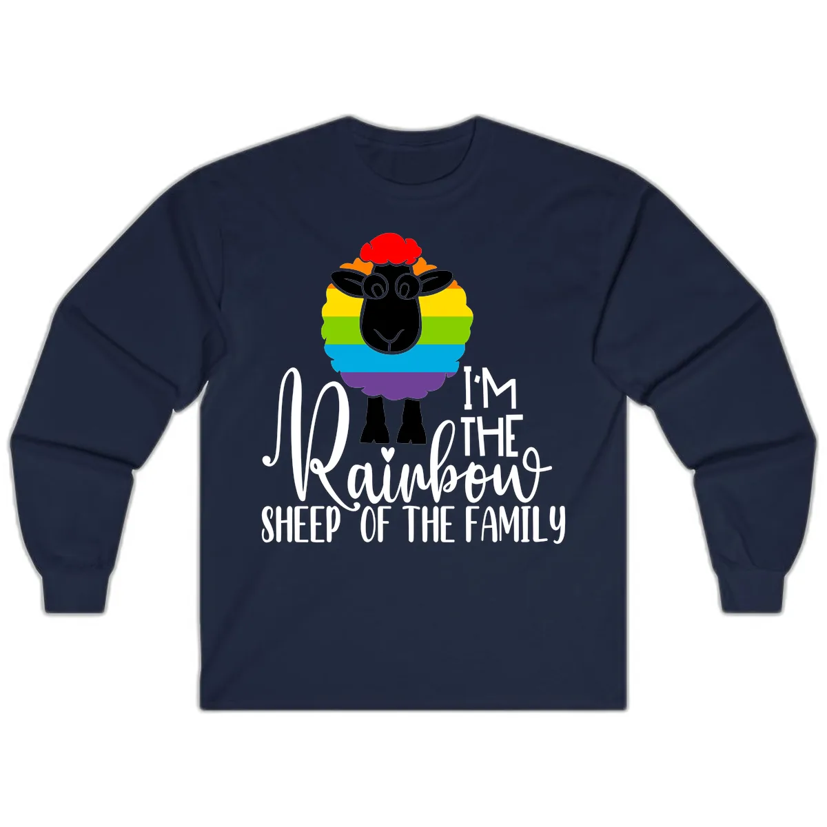 Rainbow Sheep Of The Family Long Sleeve in Navy
