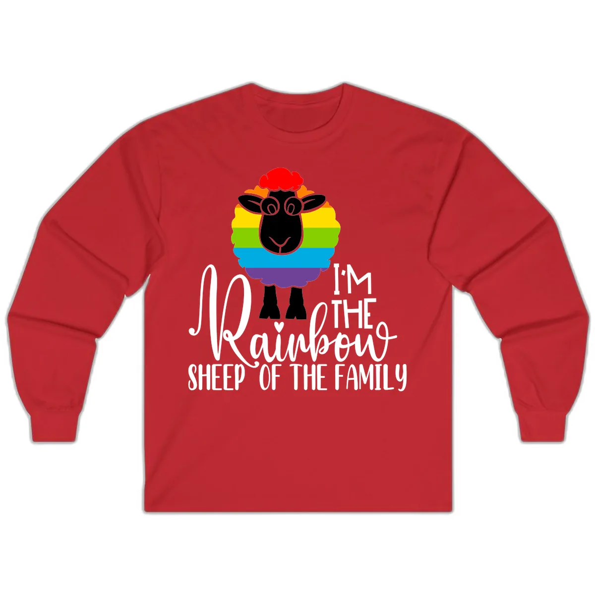 Rainbow Sheep Of The Family Long Sleeve in Red