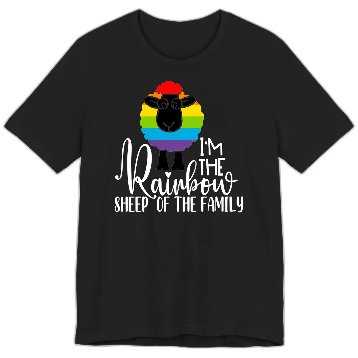Rainbow Sheep Of The Family Premium T-Shirt in Black