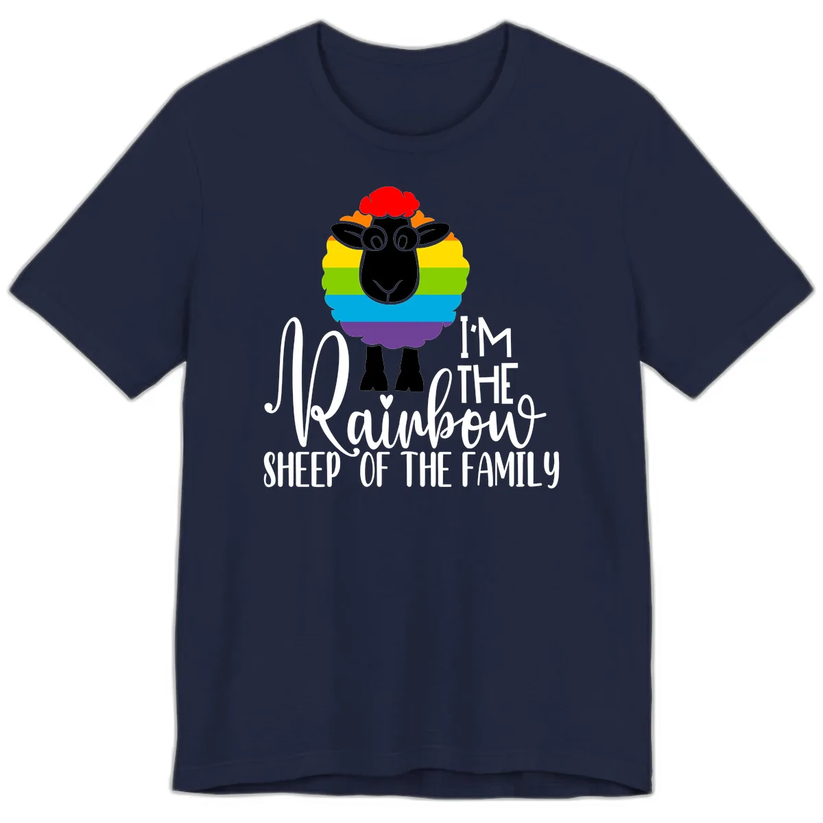 Rainbow Sheep Of The Family Premium T-Shirt in Navy