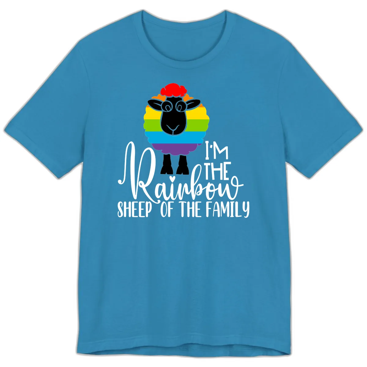 Rainbow Sheep Of The Family Premium T-Shirt in Aqua