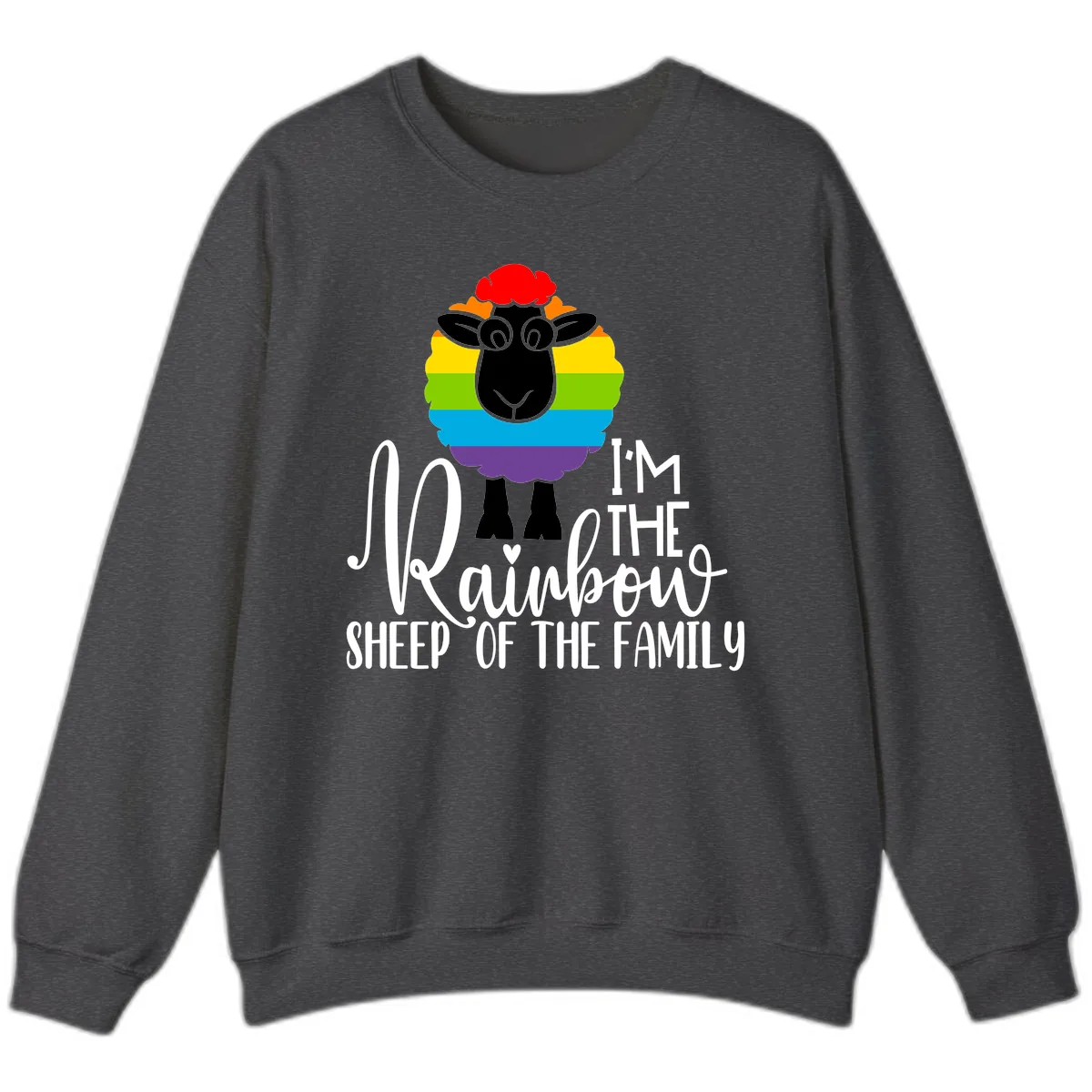Rainbow Sheep Of The Family Sweatshirt in Dark Heather