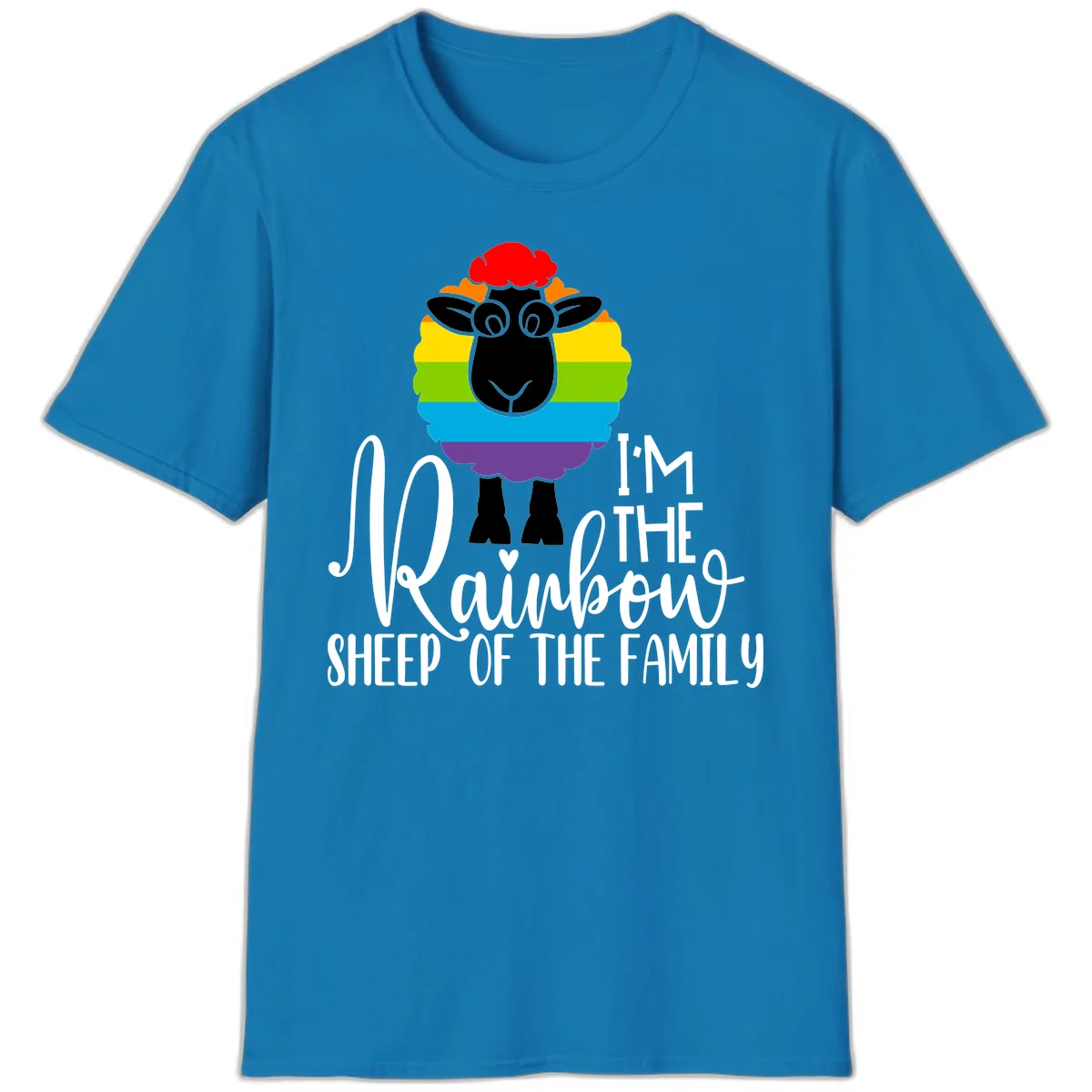 Rainbow Sheep Of The Family T-Shirt in Sapphire