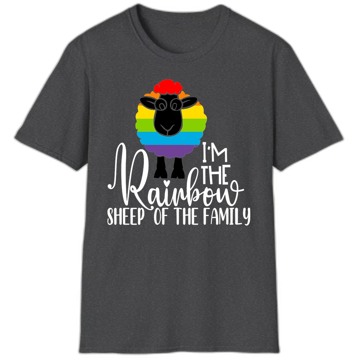 Rainbow Sheep Of The Family T-Shirt in Dark Heather