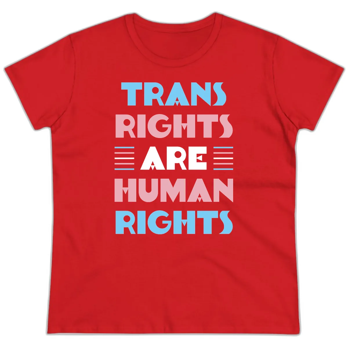 Trans Rights Are Human Rights Ladies Tee in Red