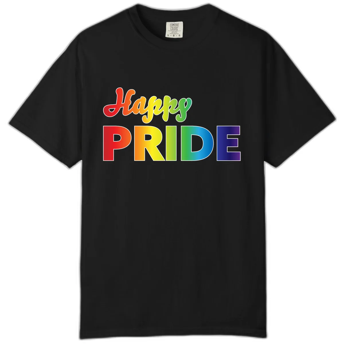 Happy Pride Rainbow Text Design Comfort Color in Black