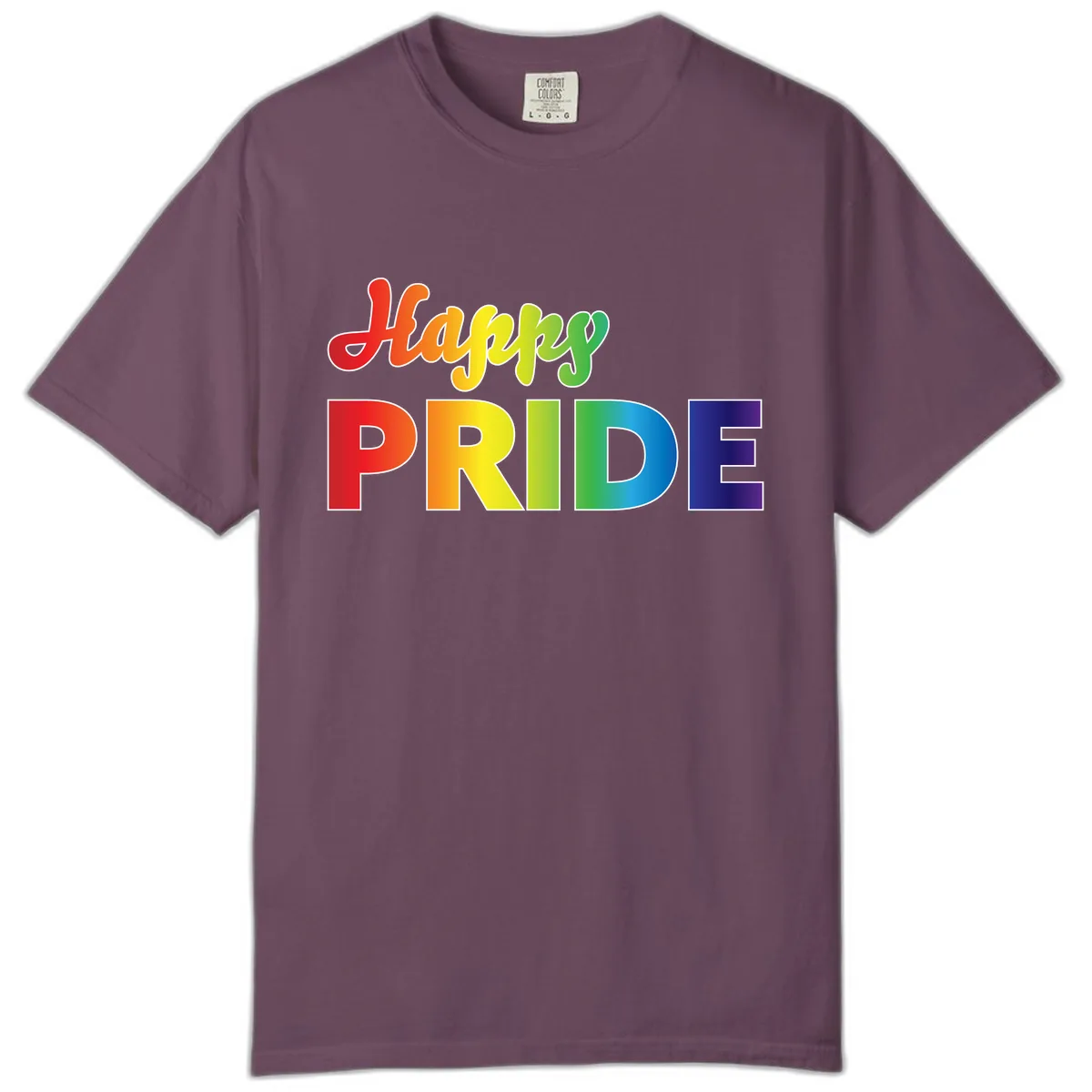 Happy Pride Rainbow Text Design Comfort Color in Berry