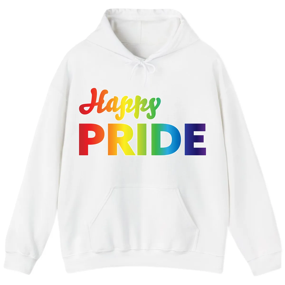 Happy Pride Rainbow Text Design Hoodie in White