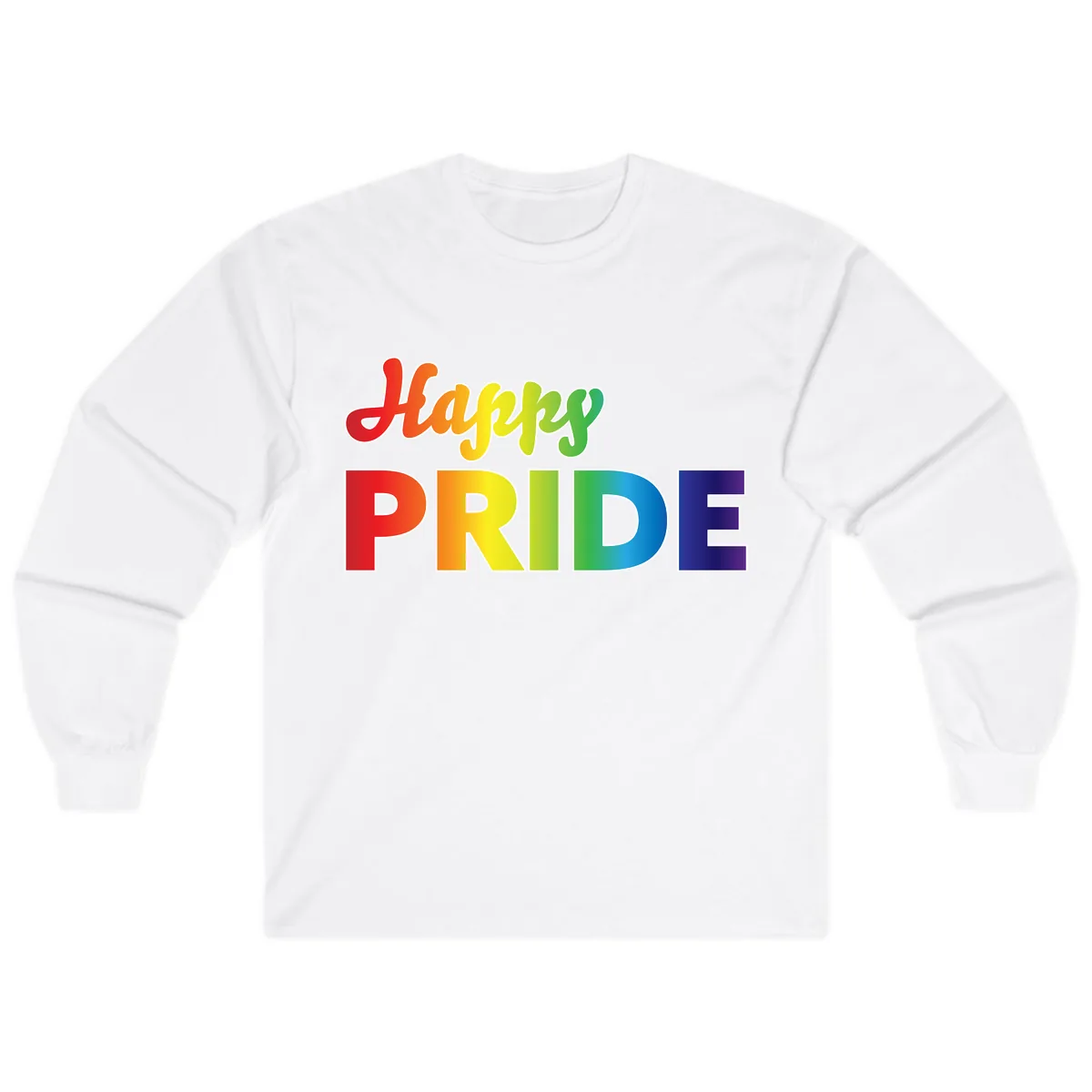 Happy Pride Rainbow Text Design Long Sleeve in White