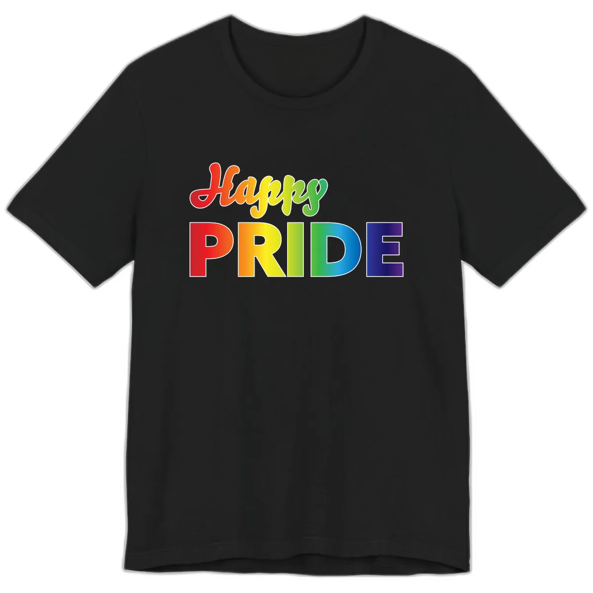 Happy Pride Rainbow Text Design Premium T-Shirt in Black