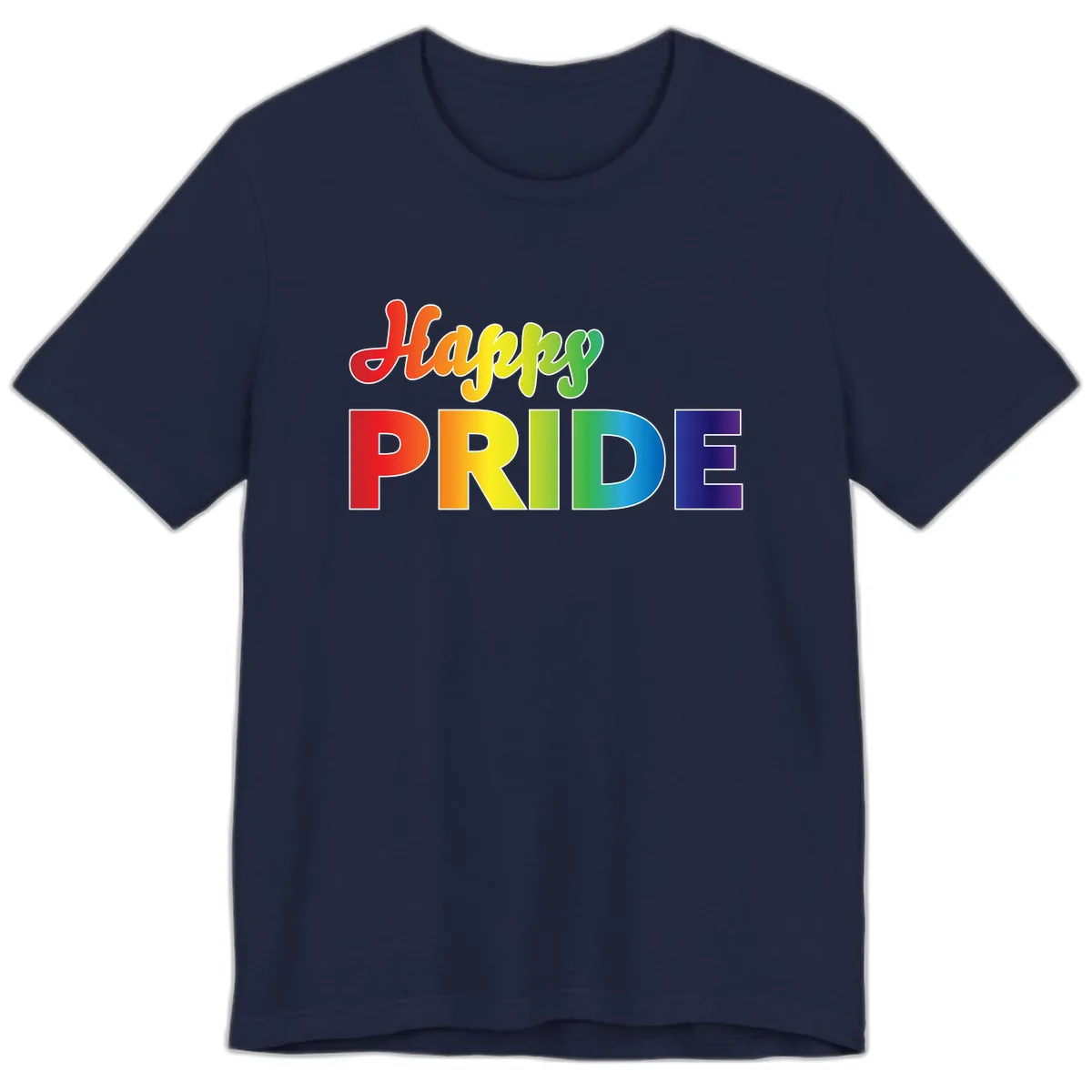 Happy Pride Rainbow Text Design Premium T-Shirt in Navy