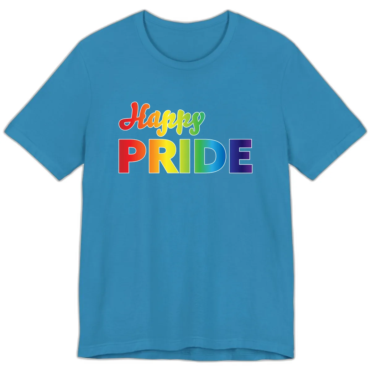Happy Pride Rainbow Text Design Premium T-Shirt in Aqua