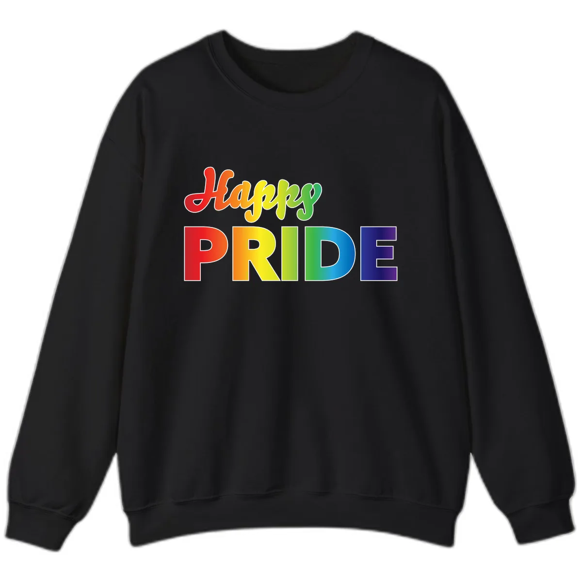 Happy Pride Rainbow Text Design Sweatshirt in Black
