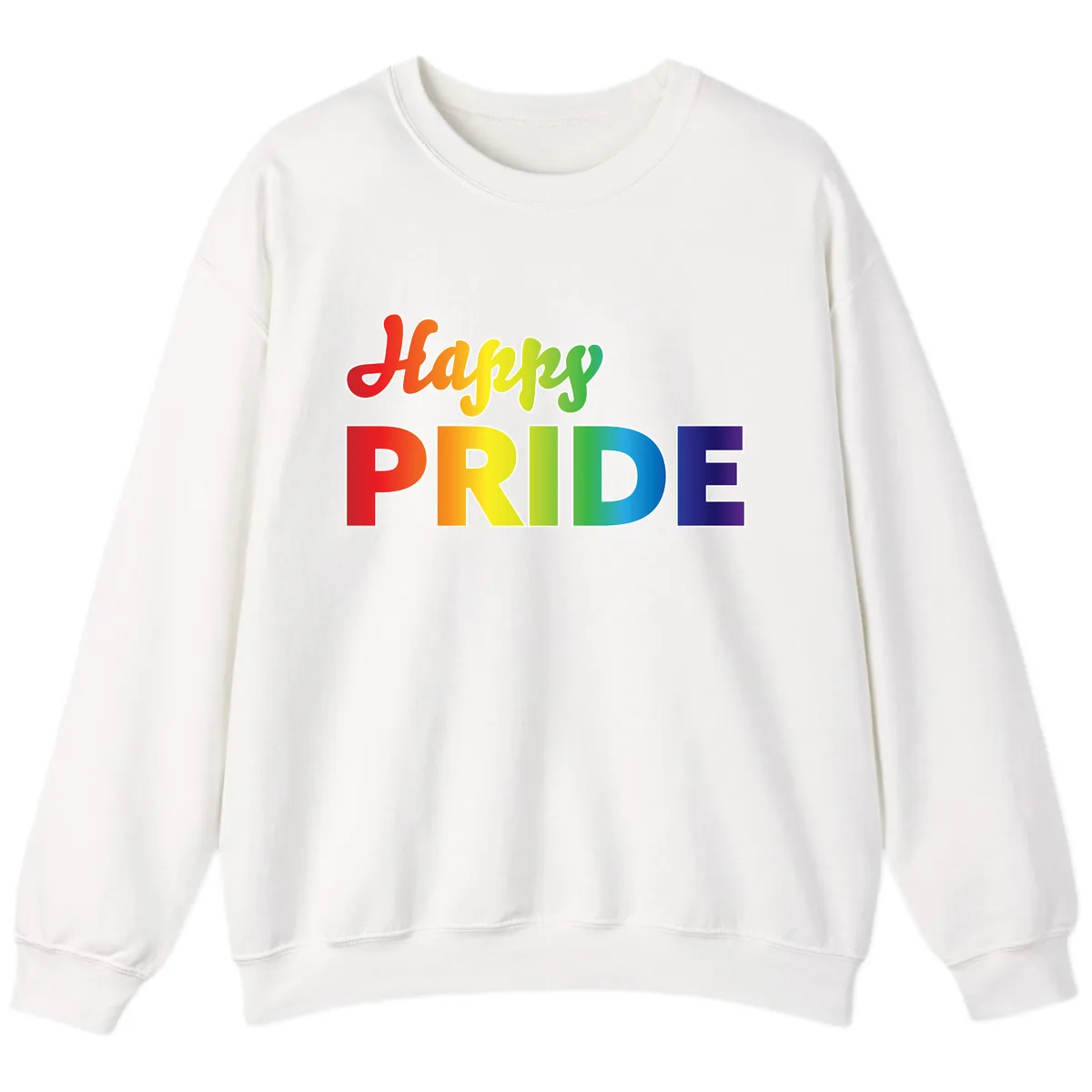 Happy Pride Rainbow Text Design Sweatshirt in White