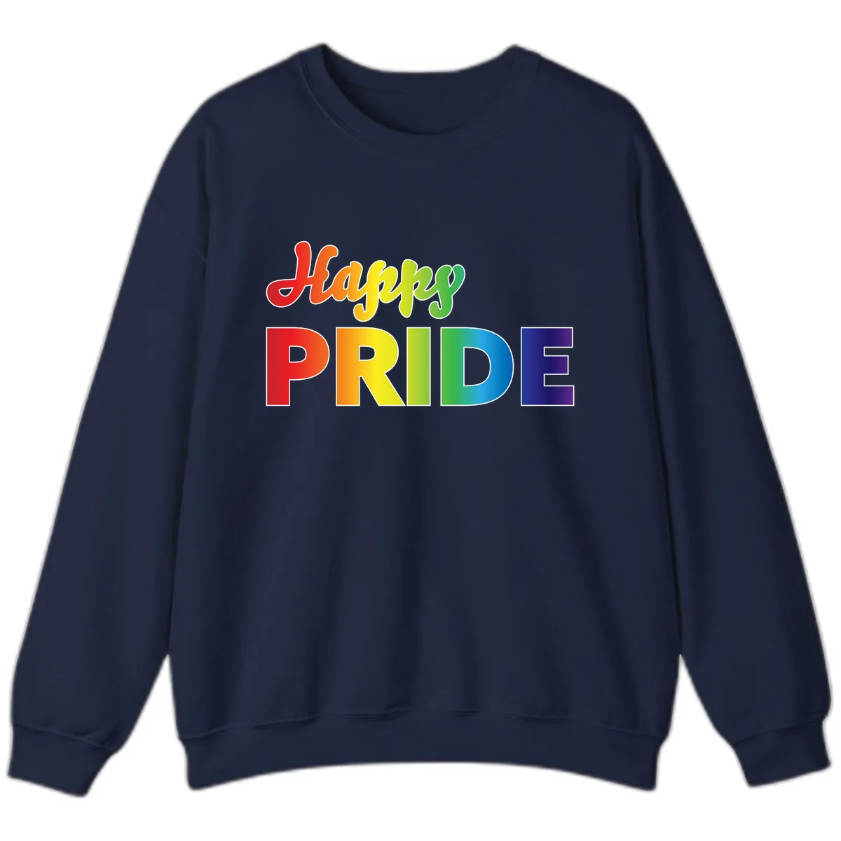 Happy Pride Rainbow Text Design Sweatshirt in Navy