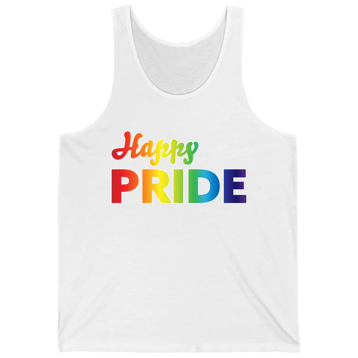 Happy Pride Rainbow Text Design Tank in White
