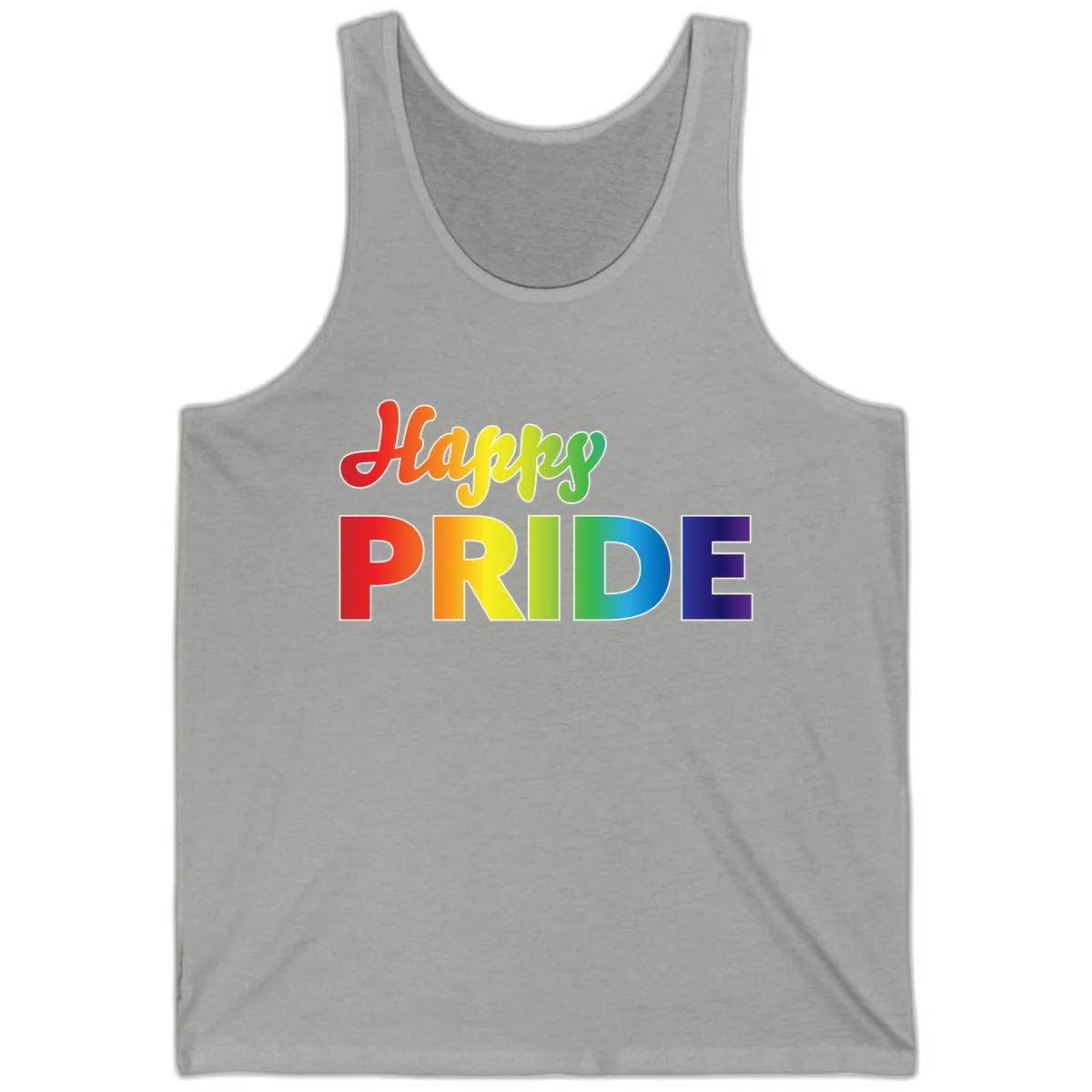 Happy Pride Rainbow Text Design Tank in Athletic Heather