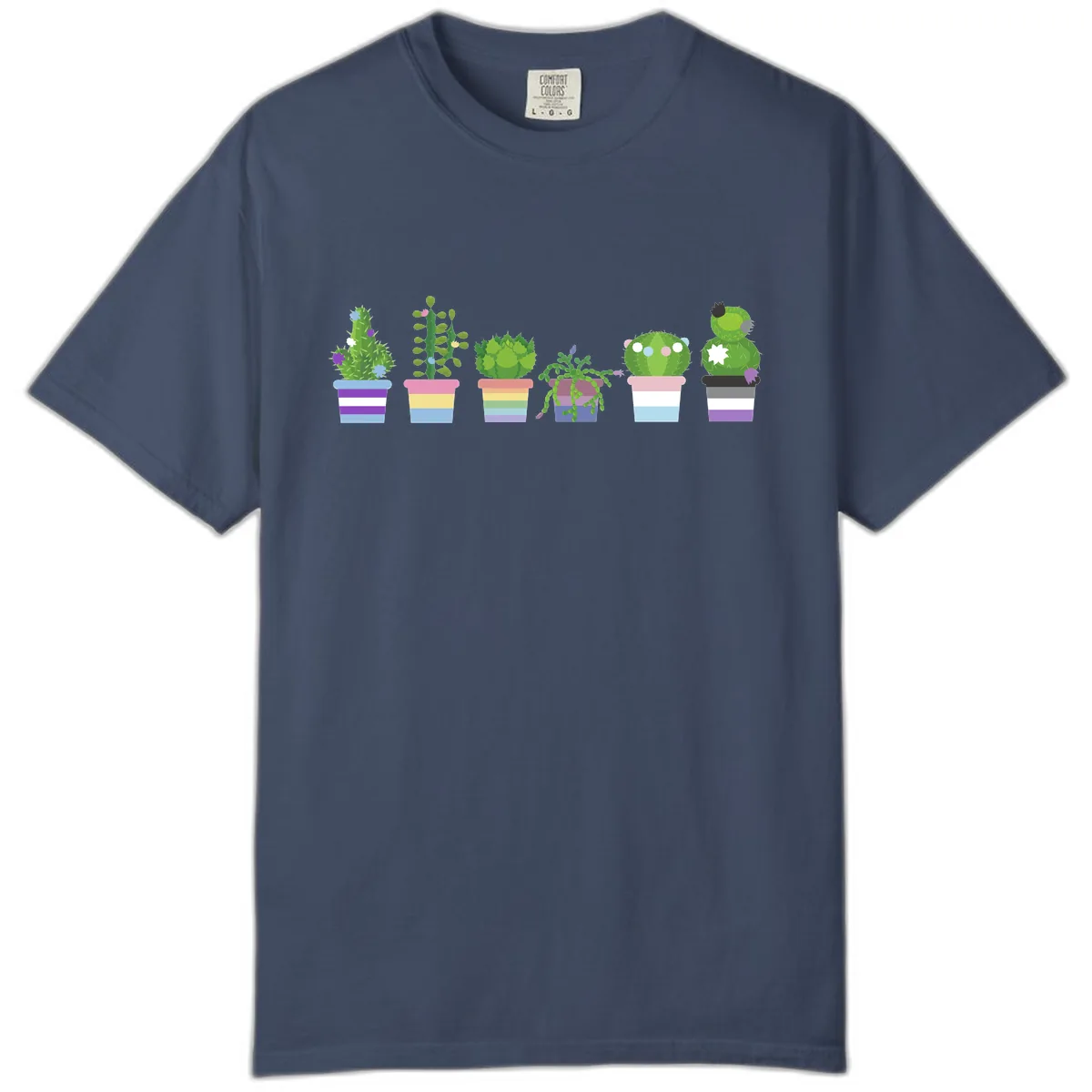 Rainbow Potted Cacti Garden Comfort Color in Midnight