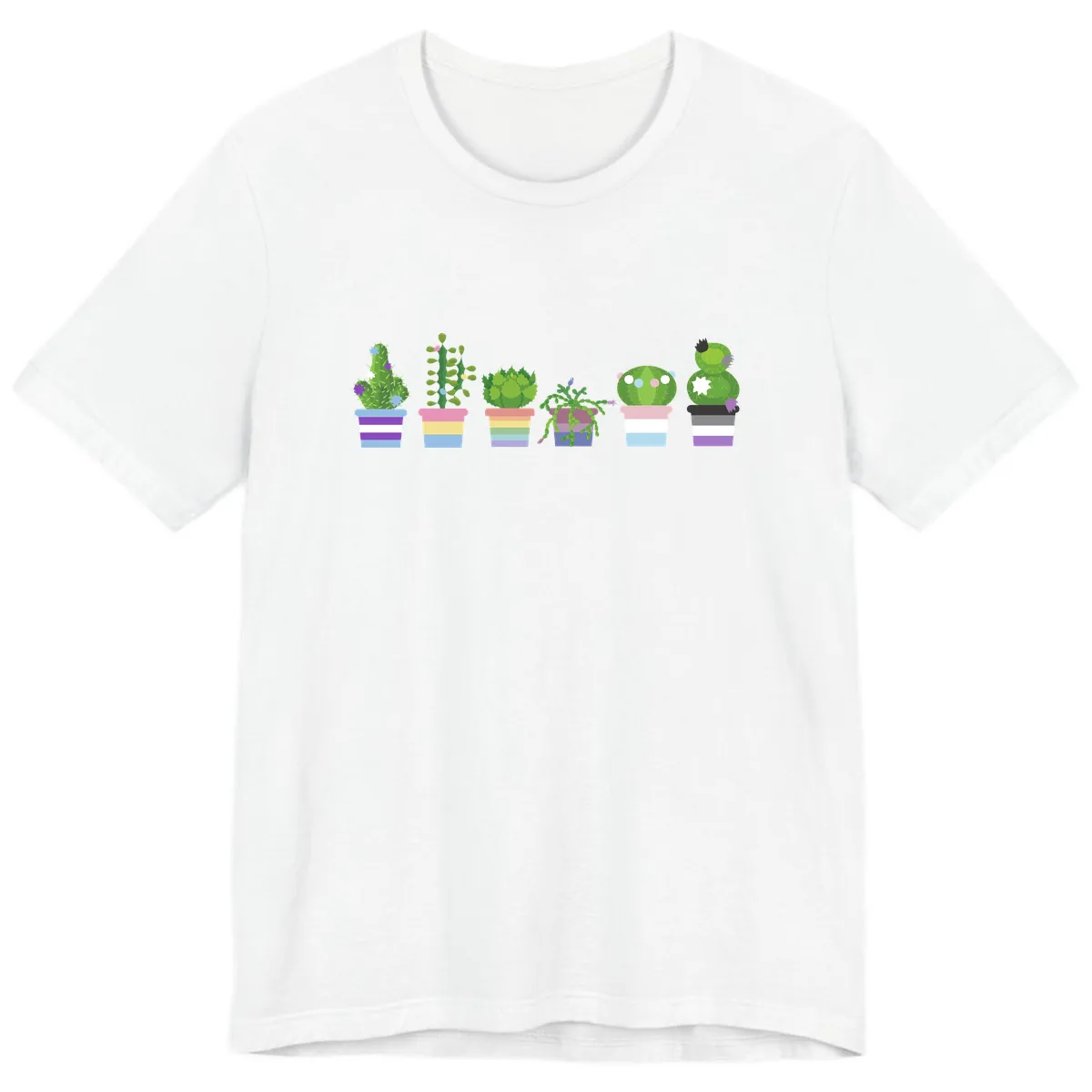 Rainbow Potted Cacti Garden Premium T-Shirt in White