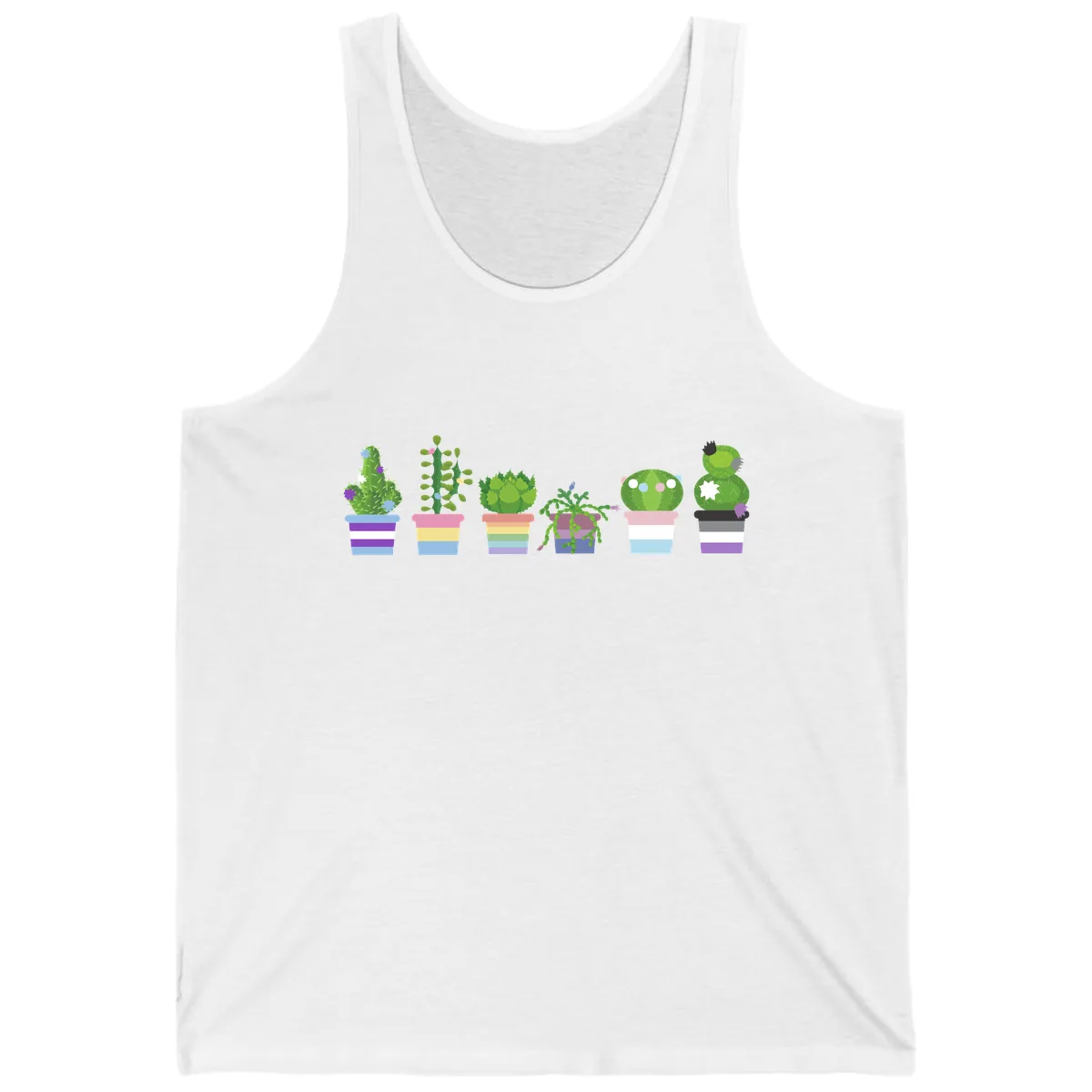 Rainbow Potted Cacti Garden Tank in White