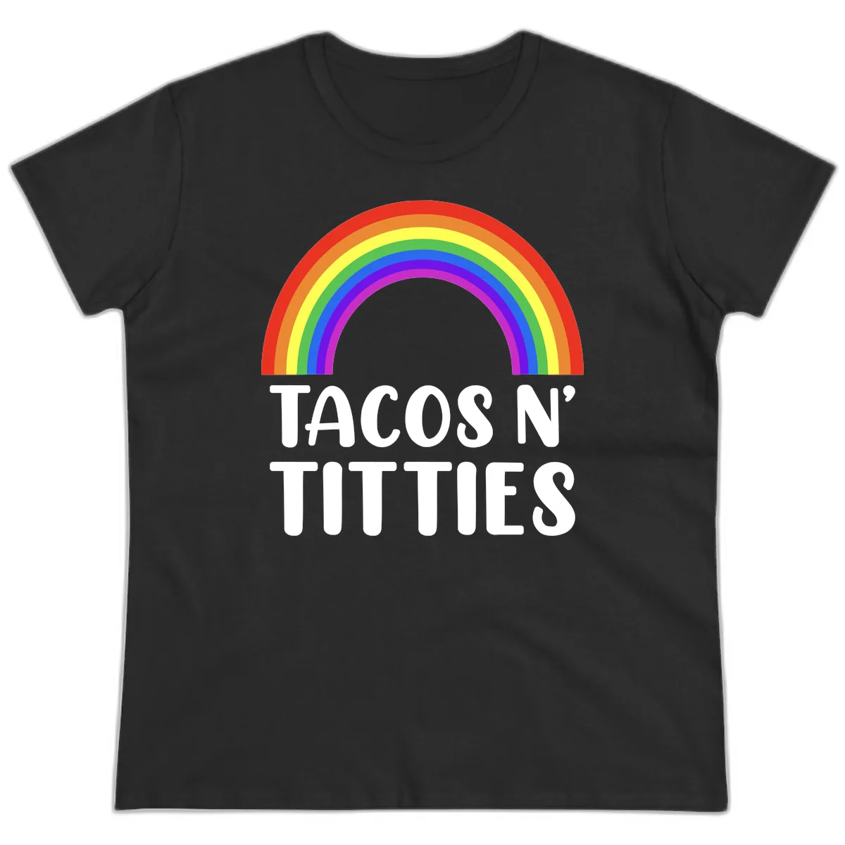 Tacos N' Rainbows Pride Design Ladies Tee in Black