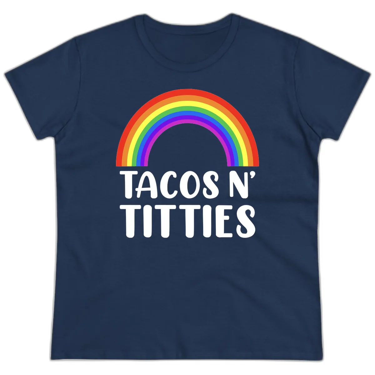 Tacos N' Rainbows Pride Design Ladies Tee in Navy