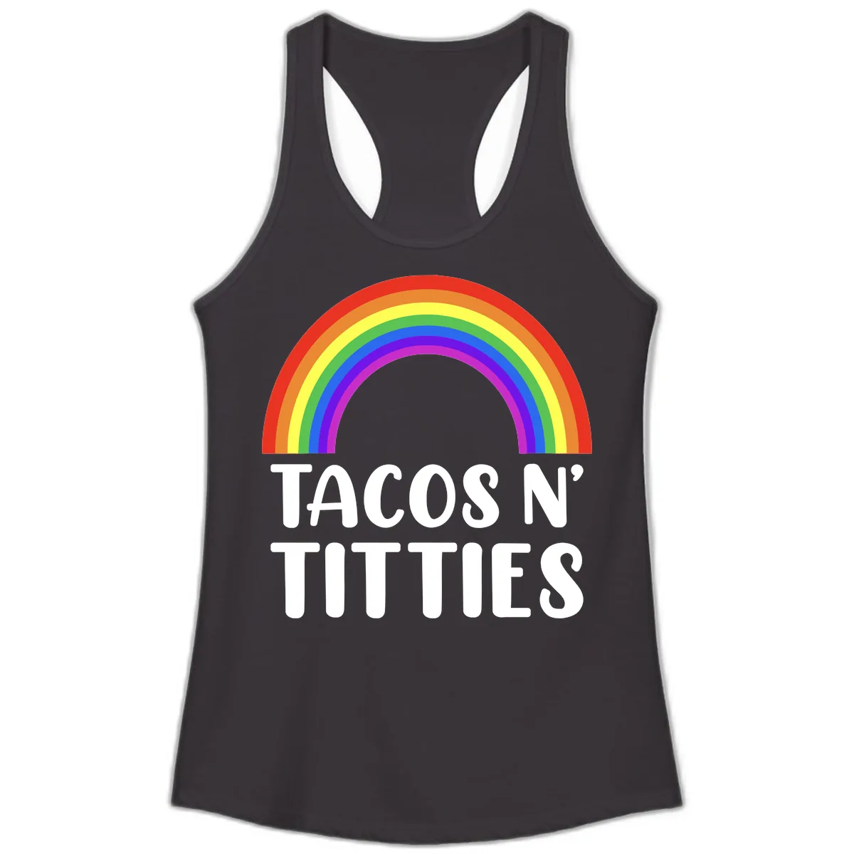 Tacos N' Rainbows Pride Design Ladies Tank in Black