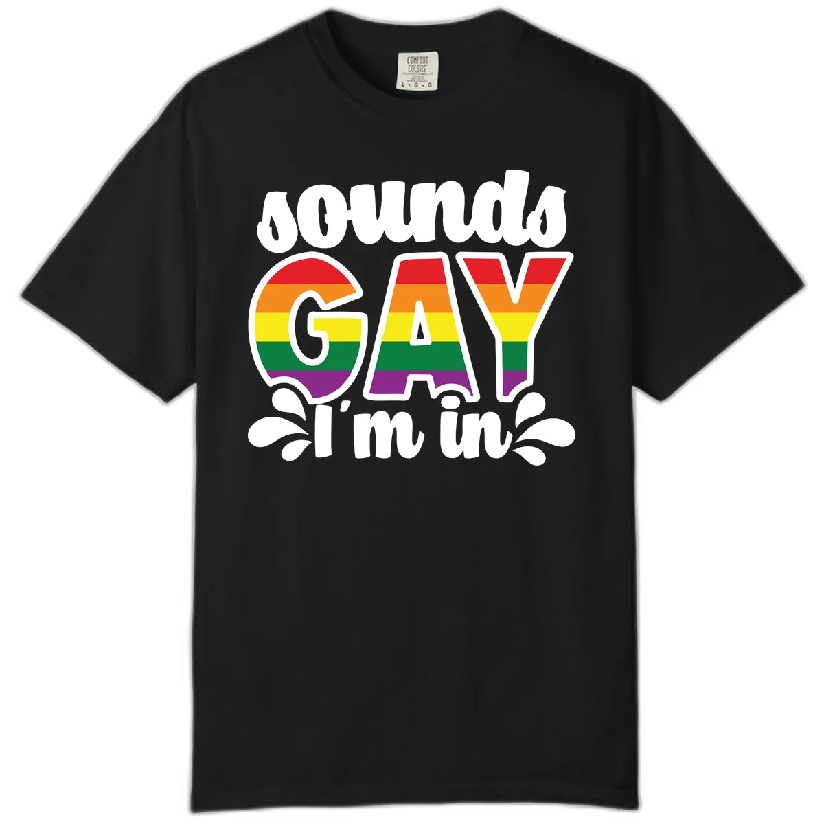 Proud Gay I'm In Rainbow Pride Comfort Color in Black