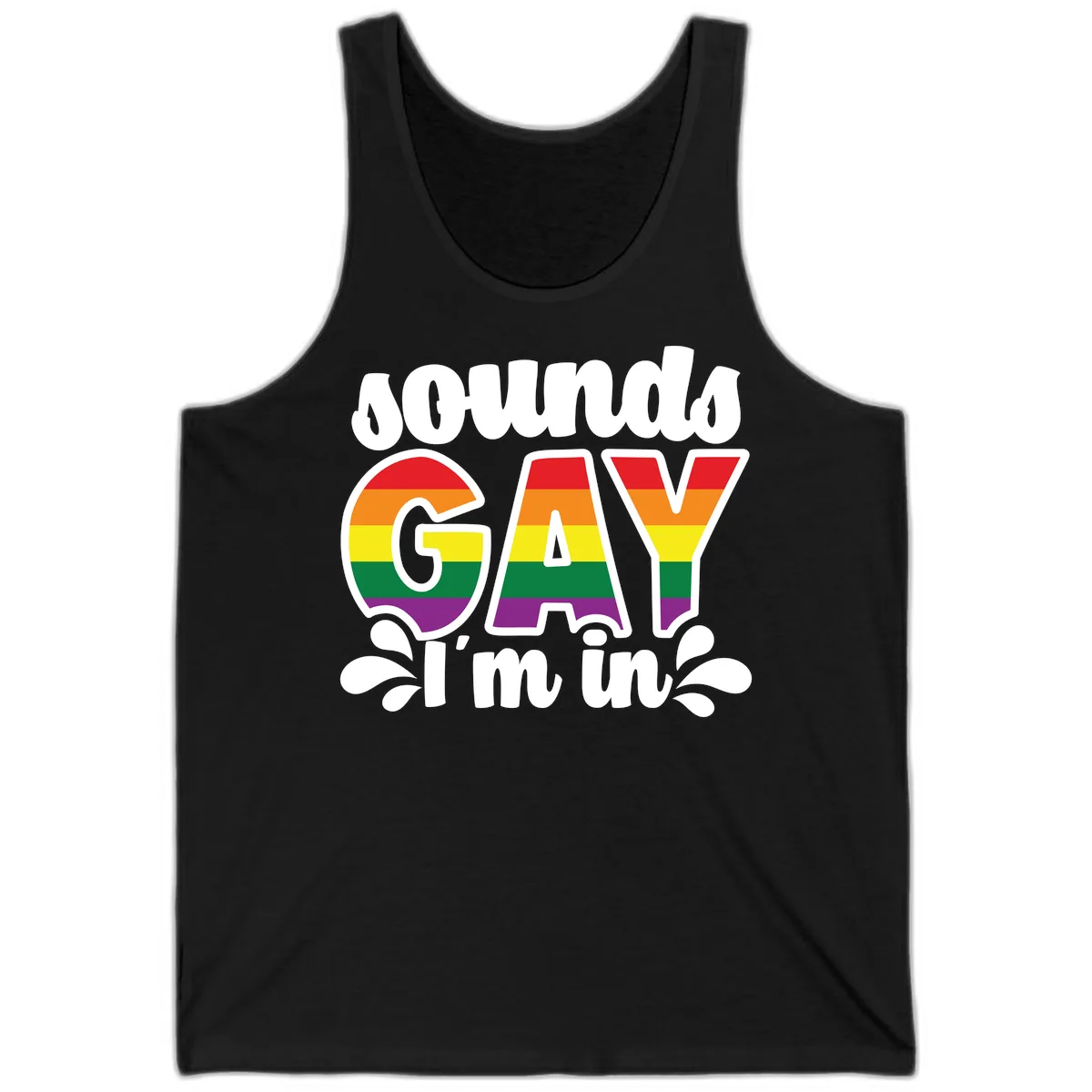 Proud Gay I'm In Rainbow Pride Tank in Black